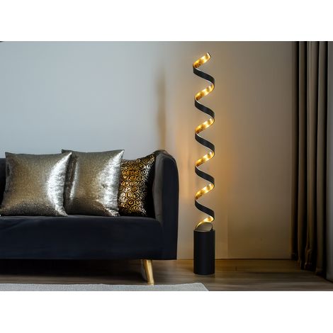Ausgefallene LED Stehlampe HELIX Schwarz / Gold, Höhe 152cm