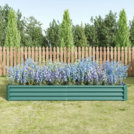 Bac potager surélevé en métal sans fond, 232 x 113,5 x 30 cm, vert OKMYHOME (1/5)