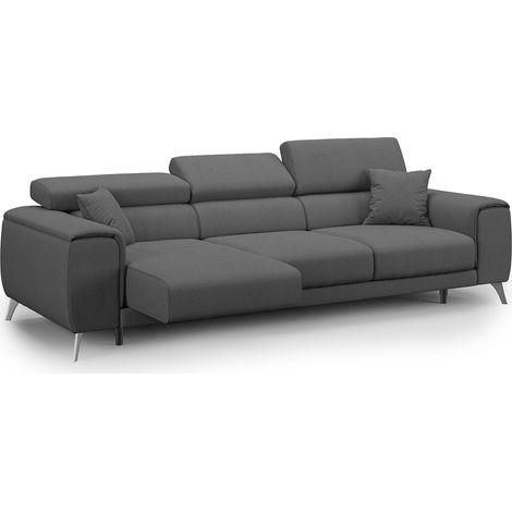 Fusion Divano con 3 sedute allungabili in tessuto smacchiabile T05 260 cm antracite (1/5)