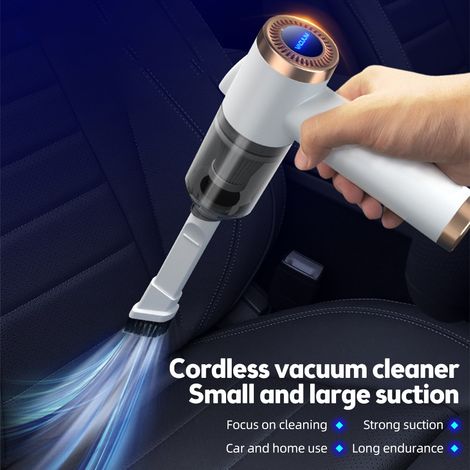 Aspirateur de voiture portable sans fil, pliable à 90°, pour le nettoyage de la voiture et de la maison. Aspiration de 9000 Pa, 120 W, rechargeable et sans fil, avec éclairage LED.