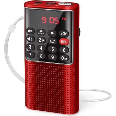 CHOYCLIT Radio et enceinte pour salle de bain Radio et enceinte pour salle de bainL 328 petite radio portable radio FM rechargeable, walkman mp3 radio numérique avec enregistreur, portable radio alime (1/3)