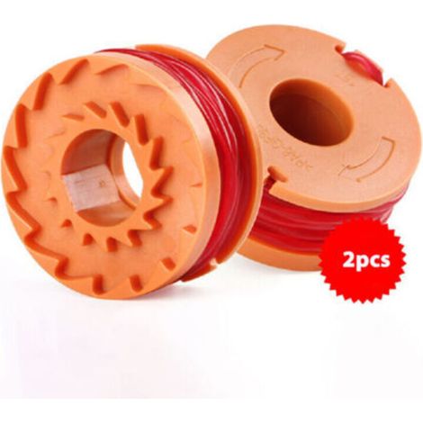 2pcs Bobines de Fil de de coupe de 3m, diamètre de 1.65 mm, Longue Durée, compatible avec les Débroussailleuses et Coupe-Bordures WORX WA0010 (1/4)