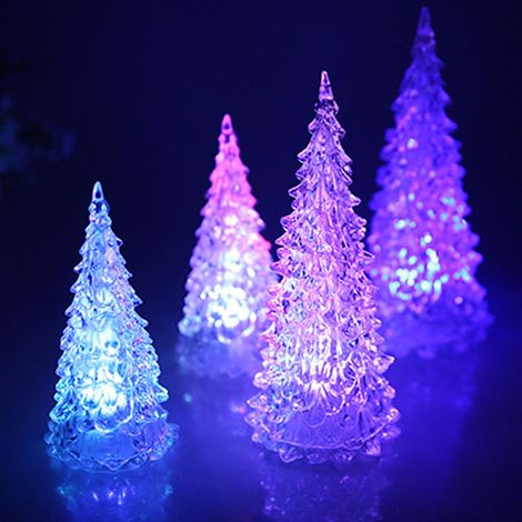 Arbre de Noël LED Mini Luminaire d'Ambiance à Cristaux Changeants - Décoration Fête Enfant Cadeau Maison (1/5)