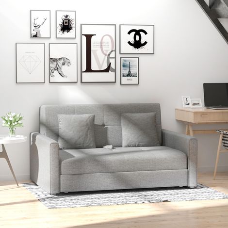 Sofá Cama de 2 Plazas Sofá Cama Tapizado en Poli Algodón con 2 Cojines Desmontables y Espacio de Almacenamiento Sofá Doble para Salón Oficina  152x101x81 cm Gris (1/5)