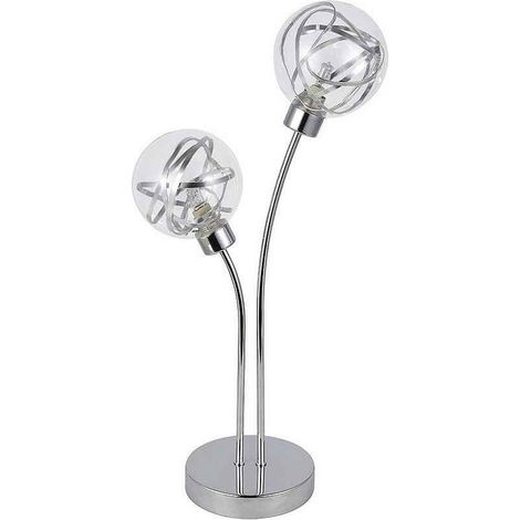 Lampada da tavolo 2 luci modello VARANASI cromo FABRILAMP