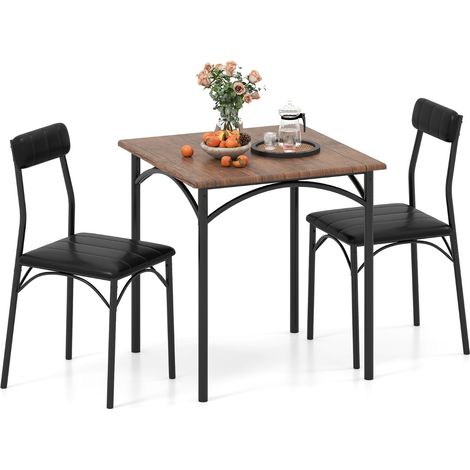 Tavolo da cucina quadrato & 2 sedie con sedili imbottiti, Tavolo da pranzo con 2 sedie per cucina (1/4)
