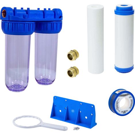 Swiss Aqua Technologies Doble cubeta transparente para filtros universales de 10', lista para conectar 3/4' + 1 filtro + 1 filtr (1/5)