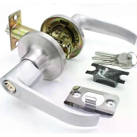 Serrure à poignée ronde compatible avec les portes coulissantes d'entrée de chambre, de salon et de maison, pour une sécurité et une intimité optimales. (1/5)