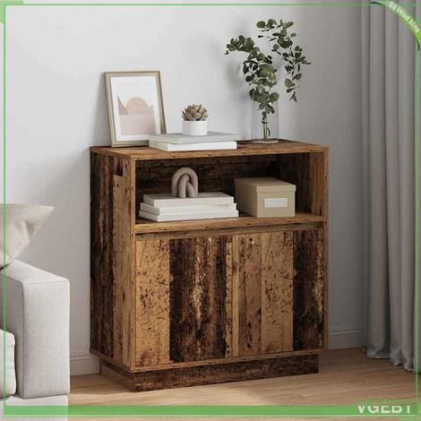 Buffet - ABI - Bois ancien - 71 x 34.5 x 75 cm - Design moderne avec LED (1/5)
