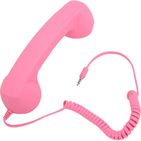 Combiné Téléphone Filaire - Prise 3.5mm - Réduction Radiation - Compatible Smartphone Et Ordinateur - Câble 2.7m - Rose