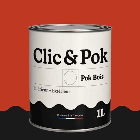 Peinture Bois Extérieur – POK BOIS - 1L - RAL 2002 - Orangé sang- Résistante aux intempéries - Ne s'écaille pas