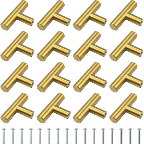 16x Poignee de Meuble Cuisine Doré Bouton Porte Inox 50x12mm (1/5)