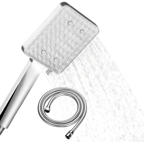 Ducha de baño Ducha de mano, Ducha de mano desmontable Ducha fija + Manguera de ducha flexible de PVC antitorsión de 1,5 m, Ducha de mano con 6 rociadores para baño, Fácil instalación (1/5)
