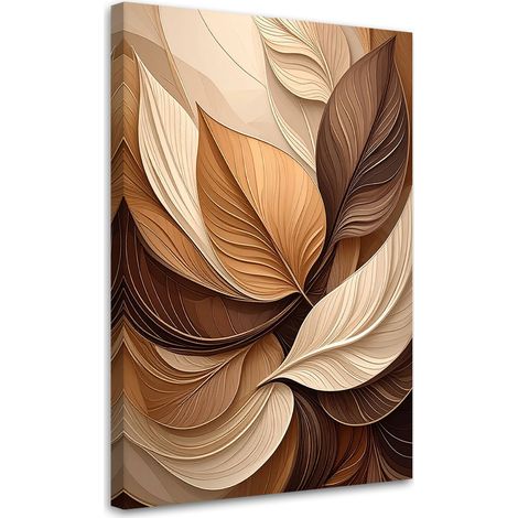 Stampe su Tela, Foglie sovrapposte in calde tonalità di marrone e beige. - 40x60 (1/2)