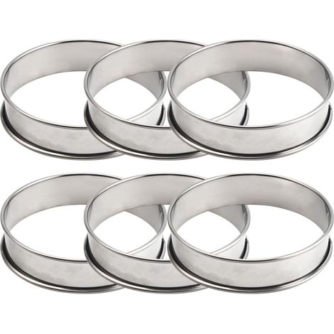 Lot de 6 Cercles à Gâteau en Acier Inoxydable, Moules à Mousse Professionnels, sans Odeur et Anti-déformation, Accessoires de Pâtisserie pour Cuisson et DIY (1/5)
