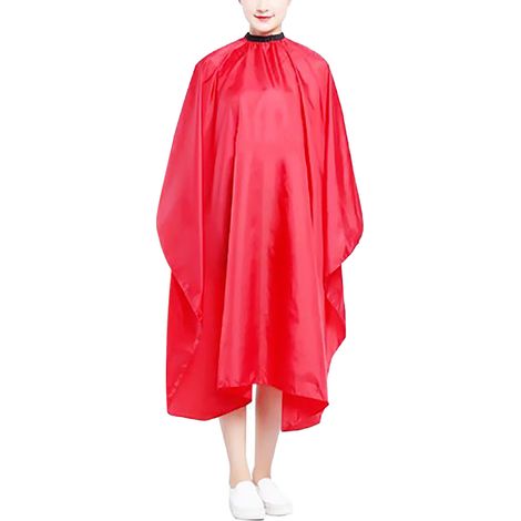 Cape de coiffure unisexe imperméable réglable pour salon, coiffeur, coupe de cheveux rouge (1/5)