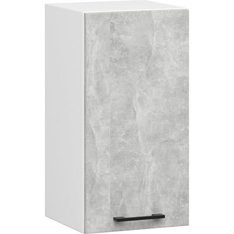 Akord – Armoire de cuisine haute 40 cm – 1 porte battante – Façade béton – 2 étagères – Panneau stratifié – Dimensions 40x30x58 cm (1/5)