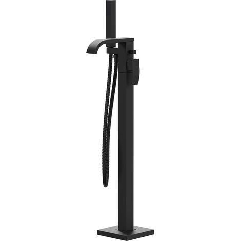 Colore Square Matt Black Freestanding Bath Shower Mixer Tap (1/5)