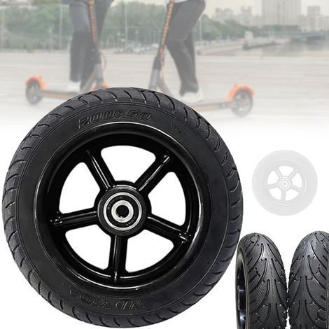 Pneu de scooter électrique 8" 200 x 50 E, pneus pleins en caoutchouc avec moyeu, explosions, résistance aux chocs et antidérapant, sûr et confortable, pas de gonflement, pour roue avant de (1/5)