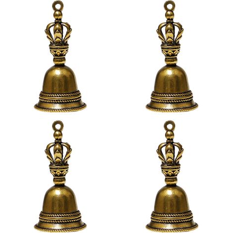 4pcs Mini Vintage Brass Bell Hanging Small Bell Small Hand Bells Keyring, Retro Charms, Key Ring Pendant Bells, for Home Decoration and DIY (1/5)