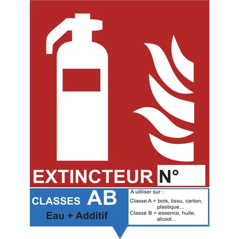 Autocollant signalétique, extincteur poudre, 20 x 15 cm (1/5)