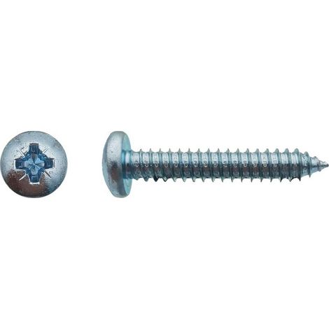 500 Vis à Tôle Tête Cylindrique Larges Pozidriv 3.9 x 38 mm - DIN 7981 - Zingué blanc - D-Work