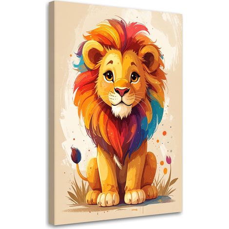 Tableaux, Lion coloré sur fond beige,20x30 (1/4)