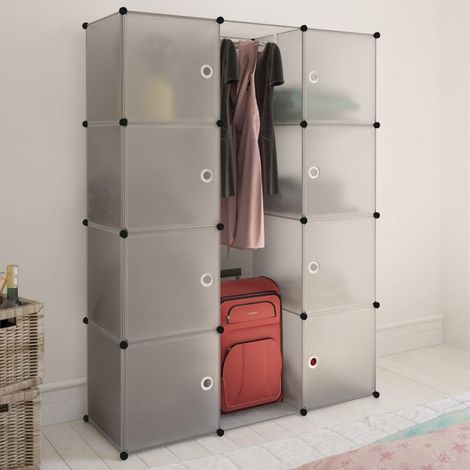 Armoire Penderie Portable, Armoire combinée modulaire, Armoire Pliante, Cube de Rangement 9 compartiments Blanc 37 x 115 x 150 cm HYB85322 (1/5)