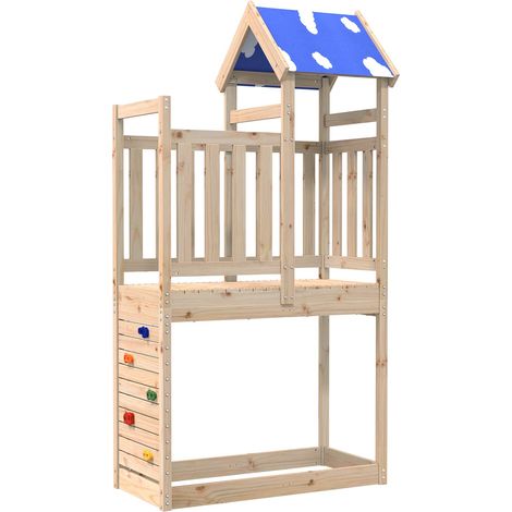 Spielturm Braun 110,5 x 52,5 x 215 cm Massives Kiefernholz
