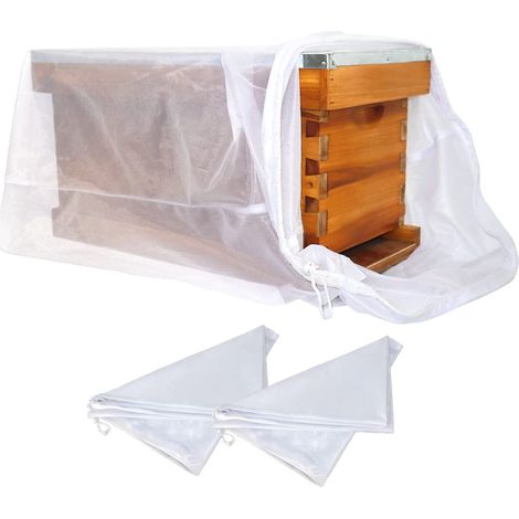 Sacs de transport en maille pour ruche nucléaire, 2 pièces, housses de protection de boîte à abeilles à cordon de serrage respirantes, sacs apicoles réutilisables en maille fine pour le déplacement sû (1/5)