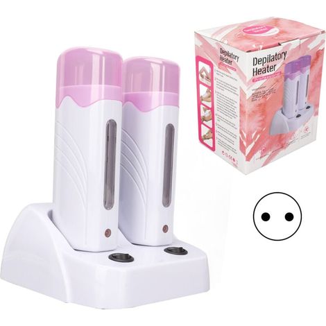 Double Réchauffeur Dépilatoire, Chauffe-cire Portable avec Base Chauffante Roll On Wax Heating Machine pour la Zone du Bikini des Aisselles des Jambes (1/4)