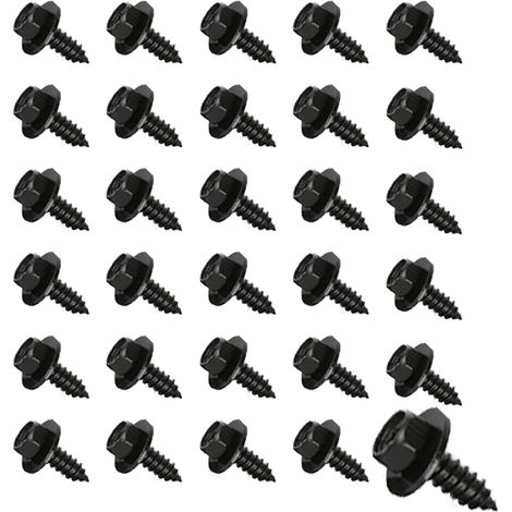 Vis Autoforeuses Tôle avec Joint et Rondelle Hexagonale 5,5–6 x 19 mm Noir, Vis Carrosserie pour Métal Plastique Tôle Fixation Réparation Montage 30 Pièces (1/5)
