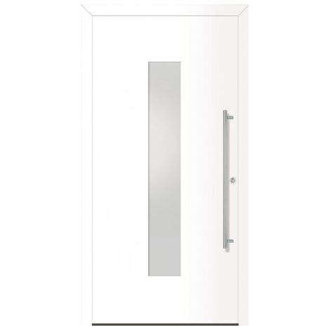 Porte d'entrée en métal Home RAL9016 Satinato blanc B1100mm H2100mm DIN droite RC2 n.DIN EN1627