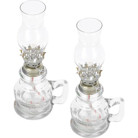 Lot de 2 Lampes à Pétrole Vintage en Verre, Décoration Intérieure Design Délicat, Matériau Synthétique, Maison Soirées Couleur Aléatoire (1/5)