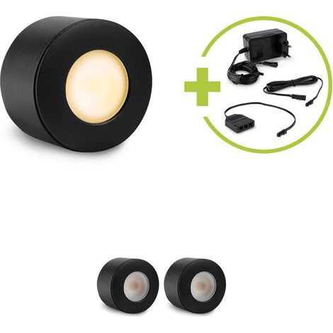 Aufbau/Einbaustrahler Mini Bergamo 3W 2700K IP44 - Farbe: schwarz matt - Anzahl: 3x