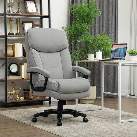 Hoher Buerostuhl aus Polyester hellgrau, Wippfunktion, drehbar, 68,5 x 79 x 117-125 cm (1/5)