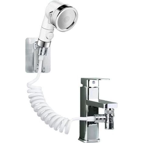 Ensemble Pommeau Douche pour Lavabo Douchette Adaptable sur Robinet Flexible de Robinet de Cuisine,Douchette de Salle de Bain Parfait pour Laver les Cheveux ou Nettoyer Animaux de Compagnie (1/5)