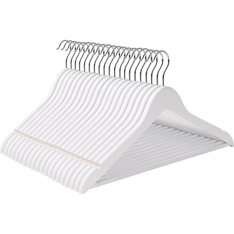 Juego de 50 perchas de arce con ranuras y barra para pantalones rotación de 360 grados color blanco 120003786