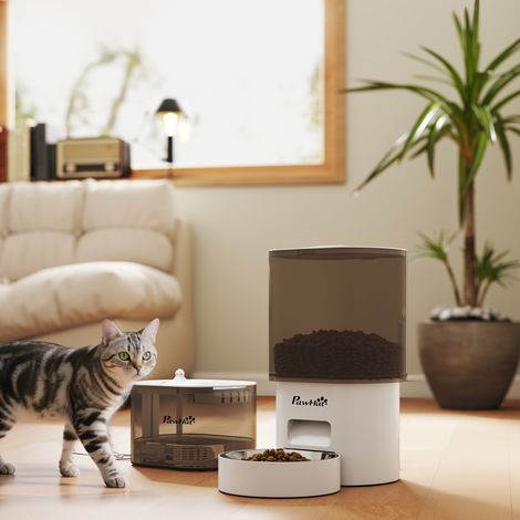Distributeur de nourriture 3L pour chats et chiens avec contrôle par application 1 à 10 repas jour Filtres LED avec câble ou piles