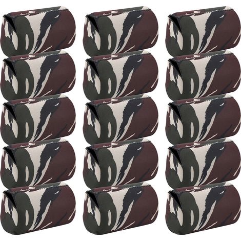 Lot de 15 manchons en néoprène pour canettes et gobelets, pour bouteilles et glacières, motif camouflage vert armée. (1/5)