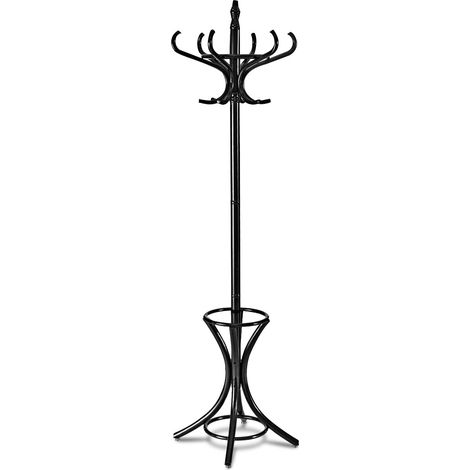 Perchero de pie con 12 ganchos diseño ergonómico 51 x 51 x 184 cm madera negra 200017665