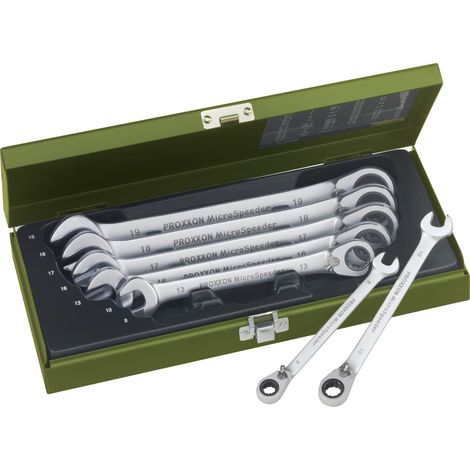 PROXXON Maulschlüssel-Satz MicroSpeeder mit Ringratsche 15 Grad 8-19 mm 7-teilig (1/4)