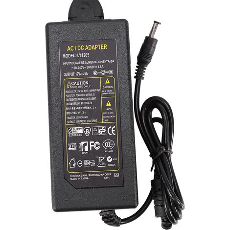 Adaptateur secteur 12 V 5 A 60 W pour rubans LED SMD 5050/5630/5730/3528 (prise UE) (1/4)