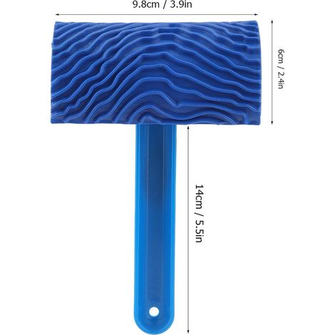 Rouleau de peinture à grain de bois - Rouleau de peinture à effet de grain de bois en caoutchouc bleu Outil de peinture à effet de grain de bois avec poignée Outil de décoration murale bricolage (1/5)