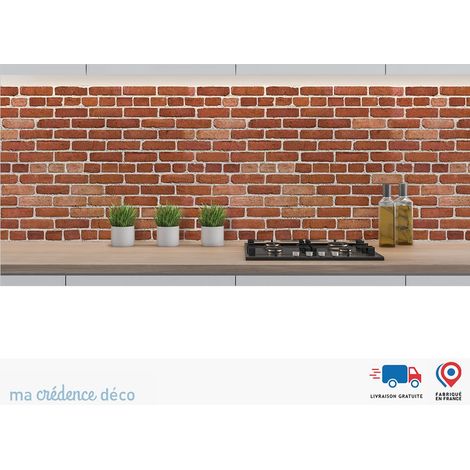 Crédence : Mur briques rouges et blanches - Alu composite - 60 - 120 (1/3)