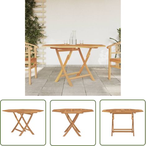 The Living Store Gartentisch Klappbar 110x110x75 cm Massivholz Teak - Gartentisch - Teakholzmöbel - Outdoor Möbel - Terrassenmöbel - Klappbarer Tisch (1/5)