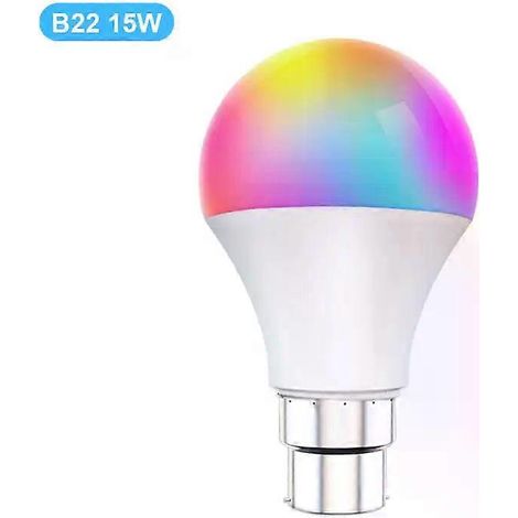 HONORNIC - Ampoule LED connectée CORUI Tuya WiFi E27 B22 à intensité variable RGBCW 100-240V, compatible avec l'application Smart Life, Alexa, Google Home et Alice B22, 15W