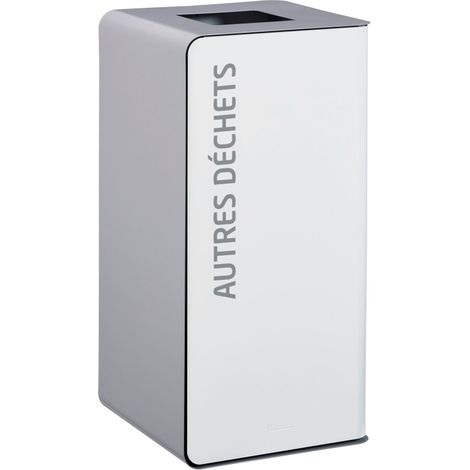 Borne de tri sélectif Cubatri, sans serrure - autres déchets - 40l - blanc / gris clair - RAL 9022 (1/2)