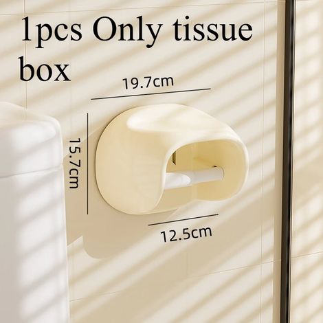 Boîte à papier toilette murale en plastique beige (1 pièce), sans perçage, pour salle de bain. (1/5)