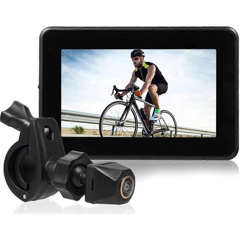 Rétroviseur de guidon pour vélo, caméra de recul 1080p avec écran 4,3 pouces, vision nocturne et grand angle de 110°. (1/5)